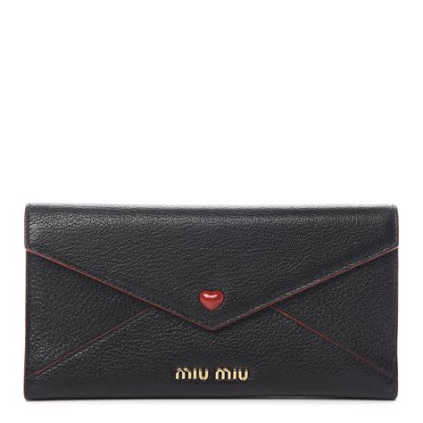 MIU MIU Goatskin Madras Love Envelope Wallet Black